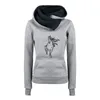 Women's Hoodies Lovely Horse Front Print Sweatshirt For Female Femmes Autumn Animal Lover Gift Pockets Buckle Cropped Casual Women Tops