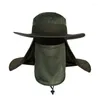 Bérets été UPF 50 chapeau de soleil femmes hommes 2 en 1 seau chapeaux avec visage cou rabat mâle coupe-vent pêche en plein air randonnée casquettes