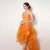 Party Dresses Noble High Low Sweetheart Prom Beads Gown Backless Club Sleeveless Above Knee Orange Sexy Cocktail Dress