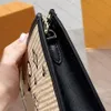 Stilista Moda Pochette di paglia Borse a tracolla intrecciate Borse con cerniera Borsa a catena Estate Lafite Borse di lavaggio in tessuto di erba Pelle Rotonda Lettere classiche Nero Marrone