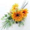 Decorative Flowers 1pc 3heads Sunflower Artificial Flower Bouquet For Diy Wedding Holding Party Home Decoration Ornament