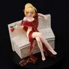 Figuras de brinquedo de ação 15cm anime figura destino ficar noite sabre nero sexy roupão vermelho sentado pose mesa coleção decoração boneca estática