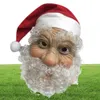 Christmas Santa Claus Latex Mask Simulation Full Face Head Cover With Red Cap For Christmas6265847