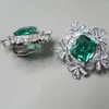 Серьги -грибы Vinatge Big Square Lake Green/Blue Color Cubic Comon Stone Flower Party Jewelry Wholesale