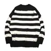 Suits Black Stripe Sweaters Destroyed Ripped Sweater Women Pullover Hole Knit Jumpers Oversized Sweatshirt Haruku Long Sleeve Tops