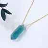 Pendant Necklaces Natural Crystal Green Fluorite Double Pointed Column Pink Original Stone Necklace Spiritual Fashion Jewelry