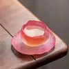 Cups Saucers Japanese Cherry Blossom Powder God Cup Gradual Color Glass Kung Fu Tea Set Frozen Firing Snow Cushion Pot Holder 230710