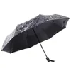 Umbrellas Umbrella Male Oil Painting Newspaper Pattern Black Coating Windproof Umbrella Rain Women for Men Outdoor