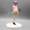 Figuras de brinquedo de ação anime pequena figura eva asa bonito sexy branco maiô ajoelhado orelha de gato menina rosa cinza figura ornamento modelo 23cm