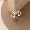 Wedding Rings MODIAN 925 Sterling Silver Irregular Line Fashion Open Ring Size 68 Simple Stackable Wave Finger Ring Z230711