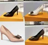 Luxury Women Sandal Designer Pumps Star Brown äkta läderstifthälsmulor pekade tå med Bow Dress Party Wedding Pump 8,5 cm häl med ruta 34-42EU