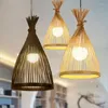 Lampy wiszące chińska lampa do restauracji ręcznie tkactwo bambusowe herbaciarnia azja południowo-wschodnia żywy garnek dekoracja sklepu żyrandol