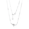 Łańcuchy musujące Wishbone Heart Collier naszyjnik 925 Sterling Silver naszyjniki dla kobiet Colgantes Collares Party prezent damska biżuteria