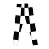 Active Pants Leggings con estampado de tablero a cuadros en blanco y negro Pantalones de chándal deportivos para mujer