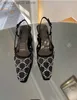 2022 LYX Dam G Sandaler pump Aria slingback skor presenteras i svart mesh med kristaller glittrande motiv Bakspänne stängning Storlek 35-41 T230710