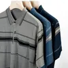 Polo da uomo Polo da uomo casual a righe con risvolto traspirante Quick Dry Slim Fit Soft Solid Business Fashion Top