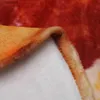 Battaniye wostar yumuşak sıcak pazen pizza battaniye 200gsm yuvarlak şekil çörek hamburger uçak portatif giyilebilir kış atma t230710