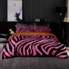 Conjunto de Lençóis Rosa Zebra Padrão Capa de Edredom 220x230 Com Fronha Luxo EUA 173x218 Colcha Lençol Solteiro Casal 230710