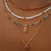 Подвесные ожерелья Bohemian Multilayer Multylayer Mistermade Смешанная цепь для женщины модные капли капельта хрустальные украшения 2023