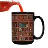 Canecas Caneca de café de cerâmica de grande capacidade 430 ml Copo de chá Estante de livros impressa Biblioteca Contador Drinkware Presente para bibliotecário amante de livros