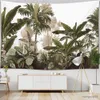 Tapeçarias Decoração de casa Tapeçaria de floresta tropical natural Planta tropical Tapeçaria com estampa de folhas Fundo para pendurar na parede 230x180 cm R230710