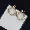 Famous Designer Earring Brand Letter Ear Stud Women Pearl Round Earrings for Wedding Party Gift Jewelry Accessories High Quality 20Style