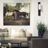 Due cavalli in un paesaggio Arte su tela fatta a mano realistica George Stubbs Dipingere cavalli Arredamento moderno della camera da letto