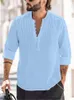 Chemises habillées pour hommes Chemise décontractée en coton et lin pour hommes Tops amples T-shirt à manches longues Printemps Automne Casual Handsome Men Shirts 230710