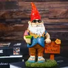 Przedmioty dekoracyjne figurki śliczne żywica ogród Gnome statua Zen śmieszne krasnoludki sklep ozdoby na trawnik do domu kryty dekoracja na zewnątrz Ornament T230710