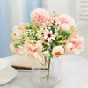 Decorative Flowers 2023 Artificial Bouquet Wedding Floristics Home Decoration Accessories Fake Plants Bride Holding