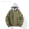 Men's Jackets Hooded Bomber Jackets for Men Vintage Oversize Baseball Jacket With Knit Hat Pilot Windbreaker MA1 Coat MA-1 Streetwear Spring HKD230710