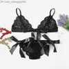 Bras conjuntos de sutiãs lingerie de renda sexy Definir mulheres sensuais oco com calcinha transparente erótica pornô de roupas de pornografia g de galhos z230711