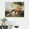 Alta qualità fatta a mano George Stubbs Art Painting Ballerinabay Horse and White Dog Classical Canvas Artwork Wall Decor