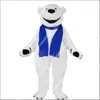 Nouveau Costume de mascotte d'ours blanc de caractère adulte robe de noël d'halloween accessoires de corps complet tenue Costume de mascotte
