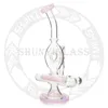 Pink Dab rig recycler hookah inline perc Dounts glass smoking water pipe Bong Rigs gifts 14.4mm joint high quality