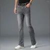 Jeans pour hommes 2023 été Style pour hommes angleterre grande botte évasée coupe jambe en détresse cinq poches concepteur classique Denim pantalon gris