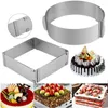 Bakvormen RVS Mould Verstelbare Mousse Ring Ronde Vierkante Cakevorm Keuken Dessert Accessoires Decoreren Tool