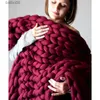 Coperte Moda Chunky Coperta di lana merino Spessa filato grande Roving Coperta lavorata a maglia Inverno caldo Coperte Coperta divano letto coperta T230710