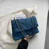 Evening Bags Vintage Shoulder Bag for Women Denim Blue Diamond Messenger Large Capacity Work Study Street Tote Purses and Handbags 230710