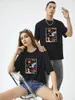 Camisetas Masculinas Punk Graffiti Y2k Manga Manga Curta Camiseta Masculina Streetwear Roupas Femininas Casual Solta Oversized Shoulder T-shirt Verão