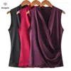 Kvinnors blusar 2023 Summer Plus Size S- 3XL Women Topps Sleeveless V Neck Blus Elegant Sexy Silk Ladies T-Shirts Brand Clothes Ke3990