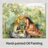 Platteland landschap canvas kunst meisjes plukken bloemen in een weiland Pierre Auguste Renoir schilderij impressionistische Home decor