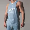 Herrtankstoppar lyft träning gym herrar tank top muskel smal fitness ärmlös skjorta sportkläder män tank bodybuilding singlets bomulls väst 230710