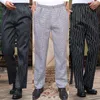 Men's Pants Casual Loose Straight Working Waiter Kitchen Cotton Cargo Striped