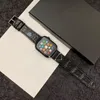 Horlogeband voor Apple iwatch Modeontwerpers Letter P Pure kleur Luxe horlogebanden Vervangende polsbandjes van echt leer 2307101PE