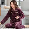 Dam Nattkläder Big Yards 3XL Pyjamas Dam Pyjamas Set Vinter Tjock Varm Flanell kostym Nattlinne Kvinnlig Snowflake Print Pijama Mujer