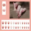 Faux ongles 24 pièces/ensemble court Ballet faux français perle ongles conseils artificiel couverture complète fleur manucure outils