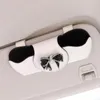 Interiörtillbehör Solglasögonhållare för bilbiljettfäste Penna Hängare Clip Läder Autoglasögon Organizer Box med magnetisk stängning