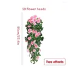 Fleurs décoratives Rose Guirlande Artificielle Lvy Teardrop Swag Avec Des Branches Vertes Mur Art Décorations Pour Jardin Maison