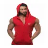 Heren tanktops heren tanktops Spier Mouwloos Sportkleding Mens Workout Gym Tank Top Capuchon rits katoen Bodybuilding tanktop Run Solid Vesten 230710